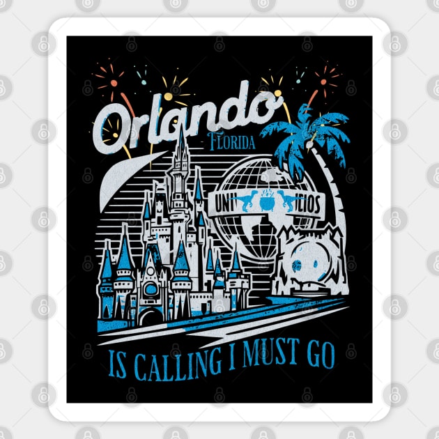 Orlando Florida is calling I must go Theme Park Vintage Retro Design Sticker by Joaddo